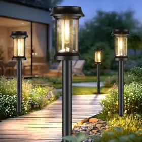 Osa060 Eyrosa Solar Pathway Lights 8 Pack Glass Outdoor Black
