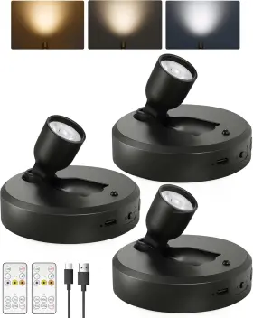 Ezvalo 445028287249 3-pack Spotlight Indoor Rechargeable Mini Led Spot Lights Wireless Upli
