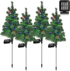 Fan1184 Fanfx Solar Christmas Tree Garden Stake Lights Waterproof Color Light