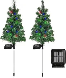 Fan1184perman Fanfx 4pcs Solar Christmas Tree Garden Stake Lights Waterproof Color Light