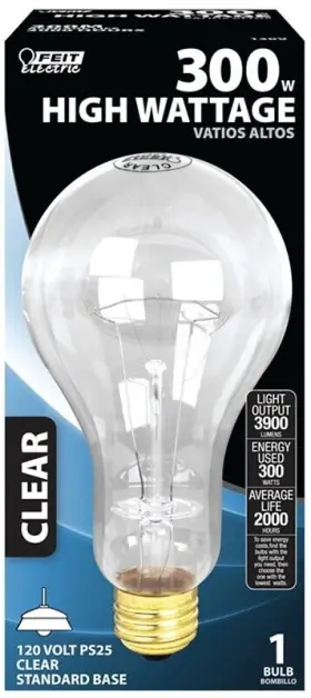 6231344 Feit Electric 017801008456 Case Of 6 300m 300 Watt Incandescent Clear Utility Light Bulbs