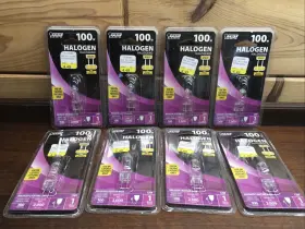 Gy6.35 Feit Electric 017801018851 Lot Of 8 - 100 Watt Bulbs 2 Pin Hal. 12-volt