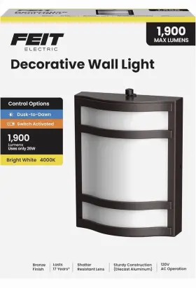 1900 Feit Electric 017801730579 Led Outdoor Wall Light Lumens 4000k Bright White