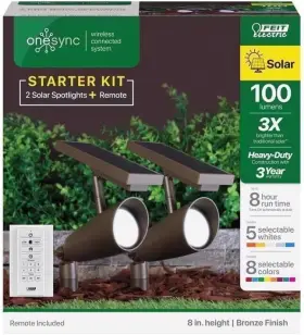 Spotsyncslbz2rp Feit Electric Onesync Solar Led Spotlight Powered/remote 100w 2-pk Bronze