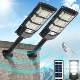 Ssl3h2pgeo Fowseek Solar Street Lights Outdoor 2 Pack 6500k Waterproof