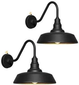 8085 Franing 15 Inch Large Outdoor Gooseneck Barn Light Dusk To Dawn Lights 2-pack