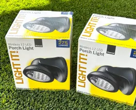 20034-104 Fulcrum Products Lot Of 2 Wireless Led Porch Light Motion Activated Weatherproof Charcoal