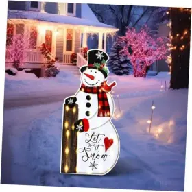 Weg-fullhawl-0403 Fullhawl 29.5 Inch Snowman Snow Gauge Stick Measure For Yard With Light Battery