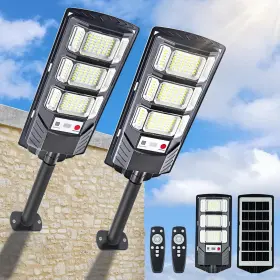 Fx-ca-m1 Fxdjmix Solar Street Lights Outdoor 2 Pack Ip66 Waterproof Led Security Light 6500k