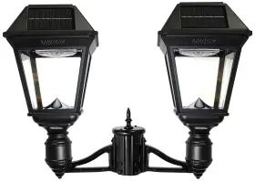 97kf20 Gama Sonic Imperial Iii 21 1/2 Inch High Black Led Solar Double Post Light