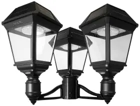 97kf30 Gama Sonic Imperial Iii 21 1/2 Inch High Black Led Solar Triple Post Light