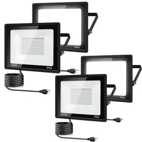 B0cbmg7hv7 Garageangle 4-pack 250w Led Flood Light Outdoor 25500lm Ip66 Waterproof 6000k Daylight