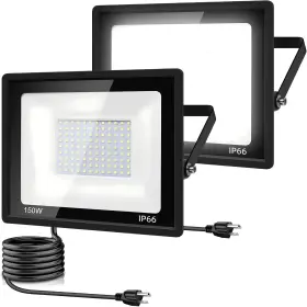 B0cbmgrqdw Garageangle 2-pack 150w Led Flood Light Outdoor 15500lm Ip66 Work 6ft Us Plug