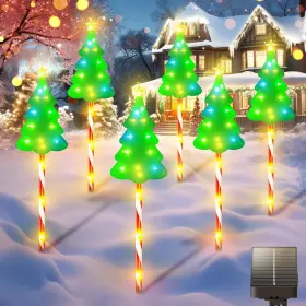 Tree06 Garpar Christmas Decorations Outside 102led Solar Pathway Lights Green