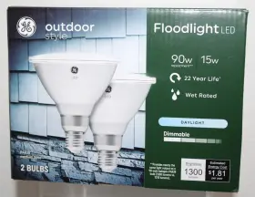 Ge 043168552264 Outdoor 90w Rep Led Floodlight Bulbs Par38 Med Base Wet Rated Daylight 2-pack