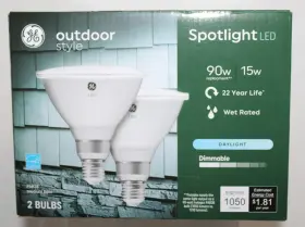 Ge 043168554565 Outdoor 90w Rep Led Flood Bulbs Par38 Med Base Wet Rated Daylight 1050 2-pack