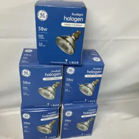 Ge 043168691437 5x Lot 38w Halogen Floodlight Indoor Outdoor 520 Lumens 1.4 Yr Life