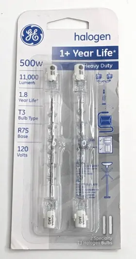 500w Ge 043168976749 2 Halogen T3 Heavy Duty Bulbs