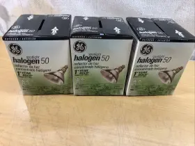 17980 Ge Lot Of 3 - Floodlight Halogen 50 Watt 600 Lumens 2000 Hours Outdoor 5844