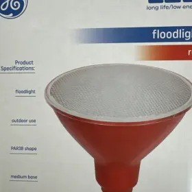 93100880 Ge Led Long Life/low Energy Red Floodlight Medium Base Wet Rated Par38