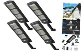 Georay 768795466790 4 Pack Solar Street Lights Outdoor 180 Led Dusk To Dawn Motion Sensor