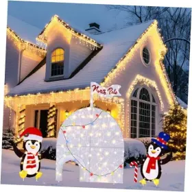 Mel-glikceil-1589 Glikceil 4 Pcs Lighted Christmas Penguin Decorations Set 35 Inch 2d North Pole Ice