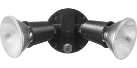 17000083 Globe Electric 240 W Twin Head Black Hardwired Automatic Dusk To Dawn Security
