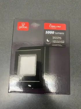 17000196 Globe Electric 10w Slim Black Led Security Light 1000 Lumens Dusk To Dawn