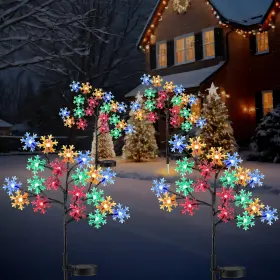 Jei-glooglitter-1585 Glooglitter 4 Pcs Solar Christmas Snowflake Pathway Lights Outdoor Multicolor