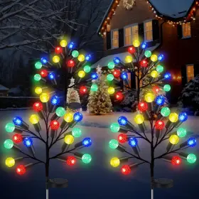 Jei-glooglitter-1592 Glooglitter 2 Pcs 40 Led Christmas Solar Pathway Lights Outdoor Red Green Blue Yellow