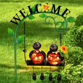 Jei-glooglitter-1759 Glooglitter Ladybug Swing Solar Light Metal Christmas As Picture Shows