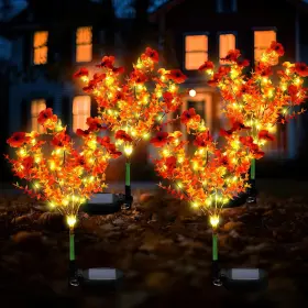 Jei-glooglitter-2419 Glooglitter 2 Pack Fall Solar Stake Lights Thanksgiving Outdoor Decorations Orange