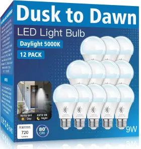 Gonhom 313022120183 12 Pack Dusk To Dawn Led Outdoor Light Bulb 5000k-daylight B