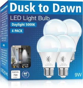 Hu-xi-38 Gonhom 4 Pack Dusk To Dawn Led Outdoor Light Bulb 5000k-daylight Bu
