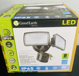 Se1291bp202lf0g Good Earth 755284020373 Lighting Motion Activated Security Light Black - Ip65