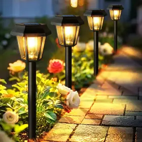 Coo-sp6-08 Gorrzai Solar Pathway Lights Outdoor 8 Pack Waterproof Black