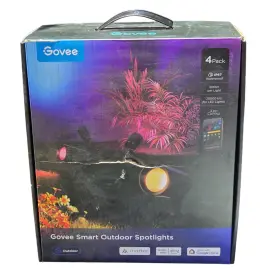 H8066 Govee Smart Outdoor Spotlights 4 Pack Black Rgbic Led Ip67 No Power Cord
