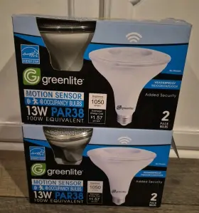 100w Greenlite 635279481481 4 Par38 13w Led Equiv High Output Motion Sensing Flood Lights