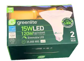Greenlite 635279601698 15w Led Dimmable Floodlight Bright White 120 Watt Equivalent 2 Pack