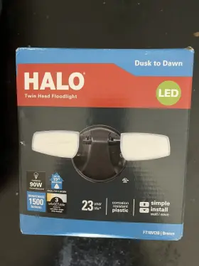Ft18vcib Halo Led Twin Head Floodlight Dusk To Dawn Bronze