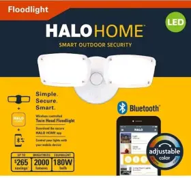 Ft18vcw Halo White Led Twin Head 2000 Lumen Smart Square Floodlight Bluetooth Adjustable