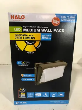 Wxpm80lsfsunvdbz Halo 250w Equiv Led Bronze Dusk To Dawn Wall Pack Light Selectable Cct New