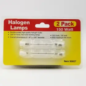 95827 Halogen Lamps 150 Watt Light Bulbs 2 Pack 3 1/8 L X 3/8 Inch Diameter 2000 Hours 95827 Halogen Lamps 150 Watt Light Bulbs 2 Pack 3 1/8 L X 3/8 Inch Diameter 2000 Hours