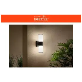 Hampton Bay 313037872817 Hartford 14.25 Inch Millennium Black Hardwired Led Smart Cylinder Outdoor Wall Li