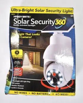 Handy Brite 735541292224 Solar Security 360 Motion Activated Spotlight White Wire Free