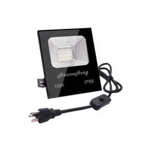 Hannahong 884399205815 10w Led Flood Light With On/off Switch Plug In Cool White Security/