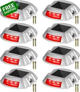 Happybuy 445048647672 Driveway Lights 8-pack Solar Bright Red With Screw Sola