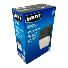 5002654 Hart 3500 Lumens Hardwire Pack Light With Clear Lens Cover Dusk To Dawn Black