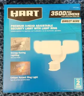 Hart 850026231557 Wired Motion Activated Led Security Light Night Ring 3500 Lumens 3 Head New