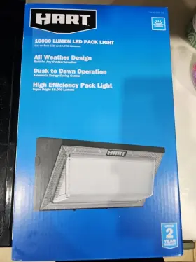 Hart 850026231564 Led Direct Wire Wall Pack Metal Case Black 10000 Lumens-dusk To Dawn